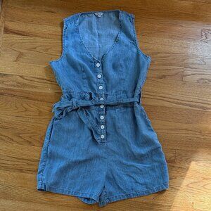 Rails Scarlett Chambray Romper Button Front Women's S
